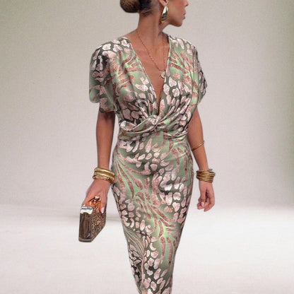 Tvistad V-ringad Maxiklänning för Speciella Tillfällen