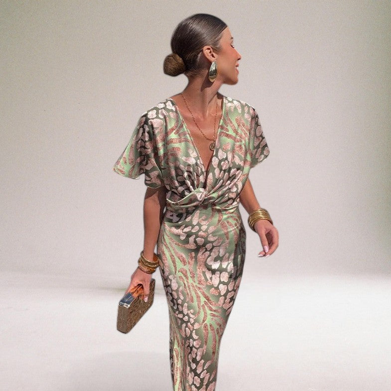 Tvistad V-ringad Maxiklänning för Speciella Tillfällen