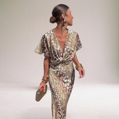 Tvistad V-ringad Maxiklänning för Speciella Tillfällen