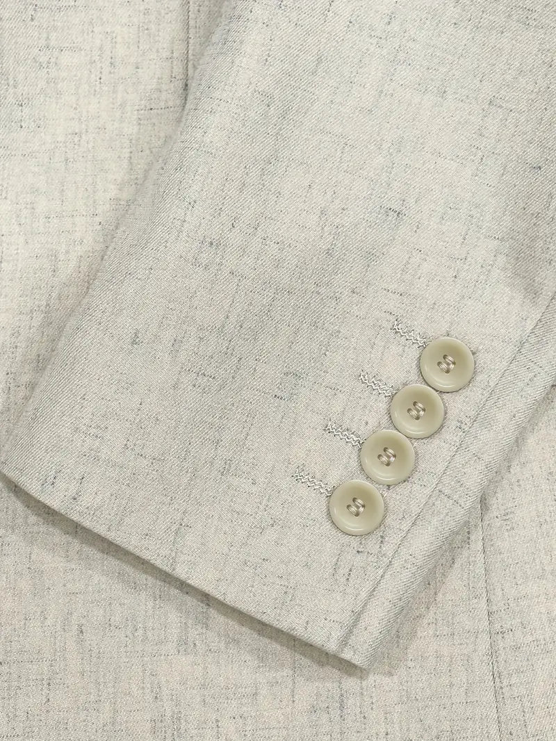 Herrens Linneblandning Kostymset - Slim Blazer & Byxor för Formella Evenemang