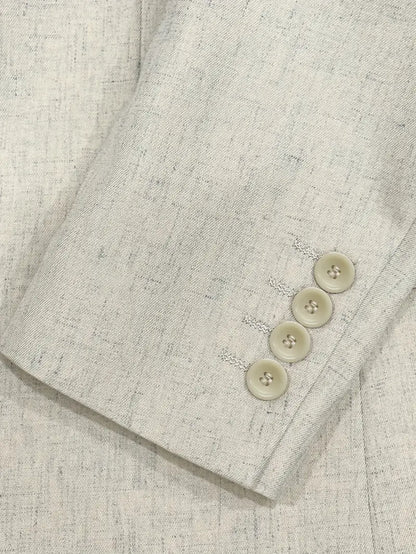 Herrens Linneblandning Kostymset - Slim Blazer & Byxor för Formella Evenemang