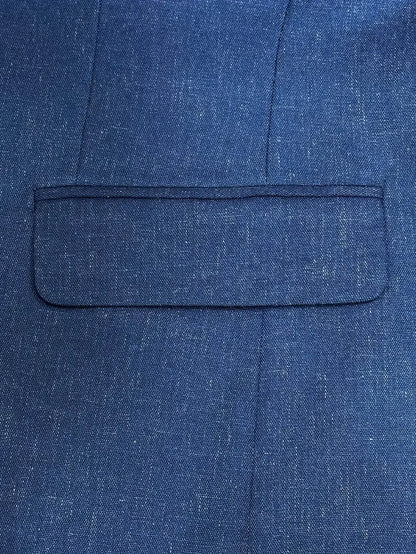 Herrens Linneblandning Kostymset - Slim Blazer & Byxor för Formella Evenemang