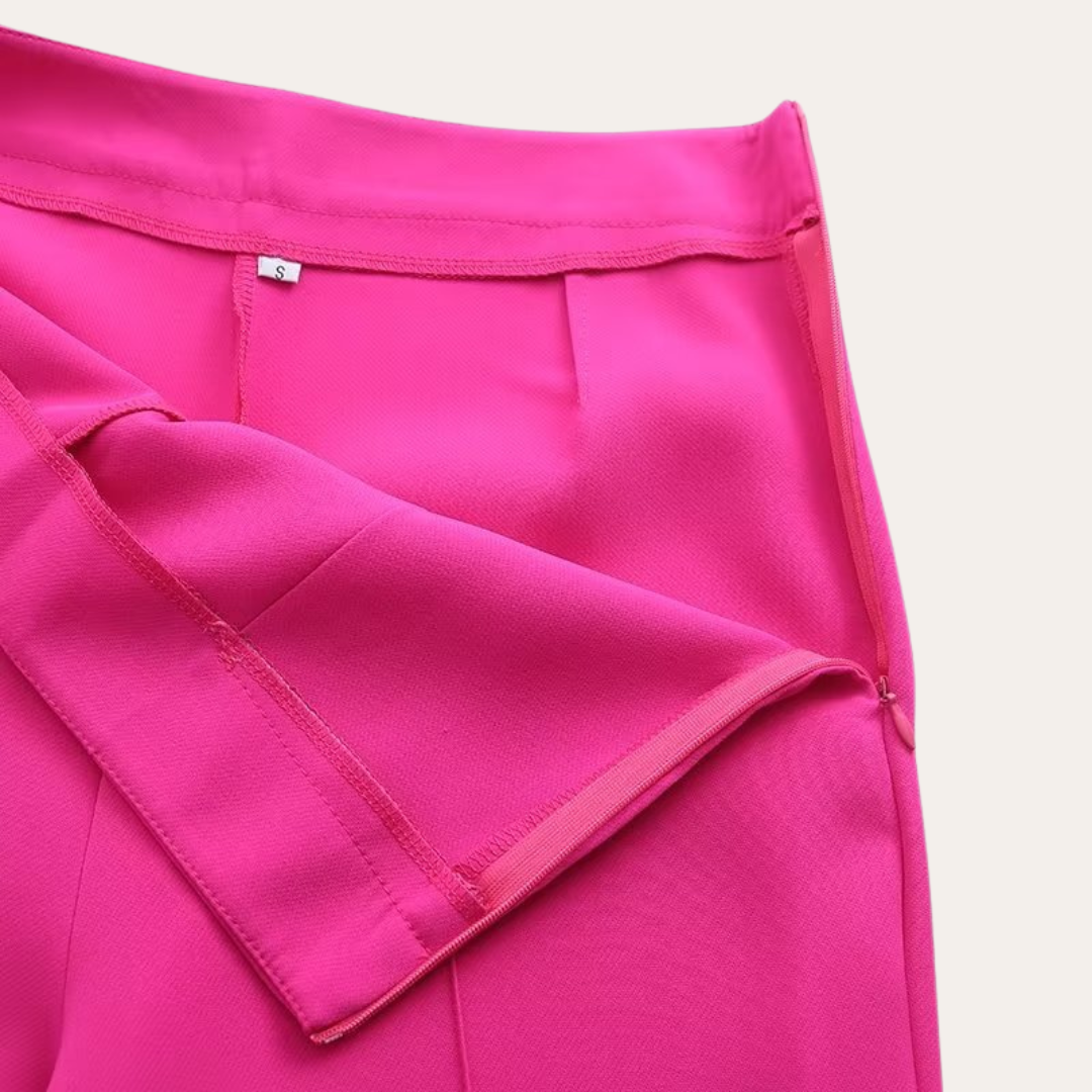 Chic Dam Blazer och Vida Byxor Set för Stilsäkra Evenemang