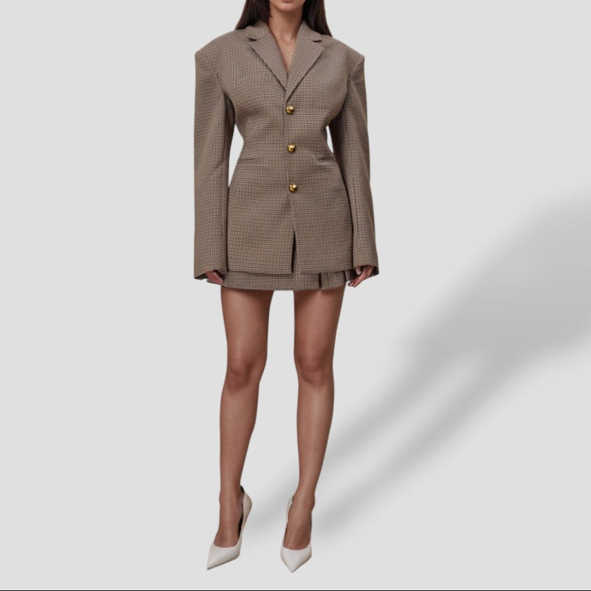 Kvinnors Vintage Rutiga Blazer för Stilsäkra Tillfällen