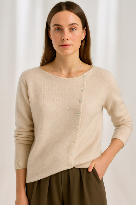 Asymmetrisk V-ringad Cardigan Tröja för Kvinnor