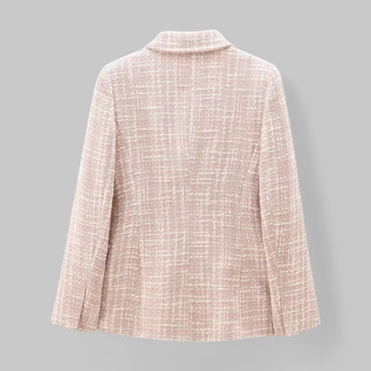 Chic Rosa Tweed Blazer för Kvinnor - Idealisk för Arbete eller Evenemang