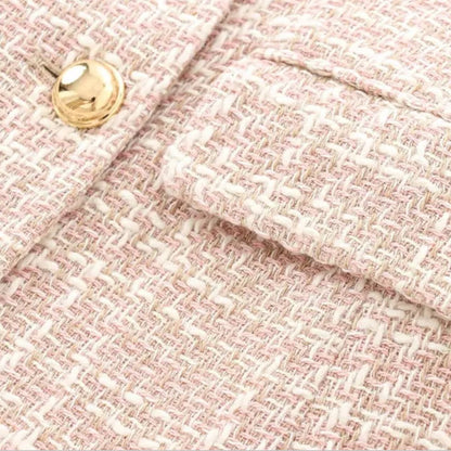 Chic Rosa Tweed Blazer för Kvinnor - Idealisk för Arbete eller Evenemang