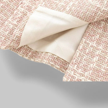 Chic Rosa Tweed Blazer för Kvinnor - Idealisk för Arbete eller Evenemang