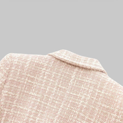 Chic Rosa Tweed Blazer för Kvinnor - Idealisk för Arbete eller Evenemang
