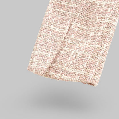 Chic Rosa Tweed Blazer för Kvinnor - Idealisk för Arbete eller Evenemang