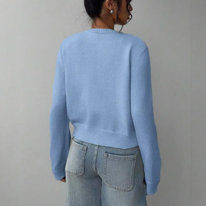 Chic Croppad Knapp Cardigan – Mysig Stickad för Vardagsstil