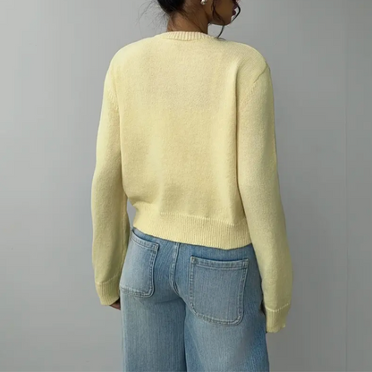 Chic Croppad Knapp Cardigan – Mysig Stickad för Vardagsstil