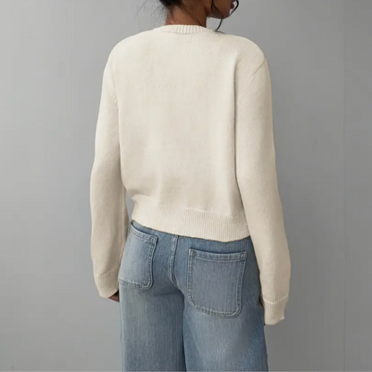 Chic Croppad Knapp Cardigan – Mysig Stickad för Vardagsstil
