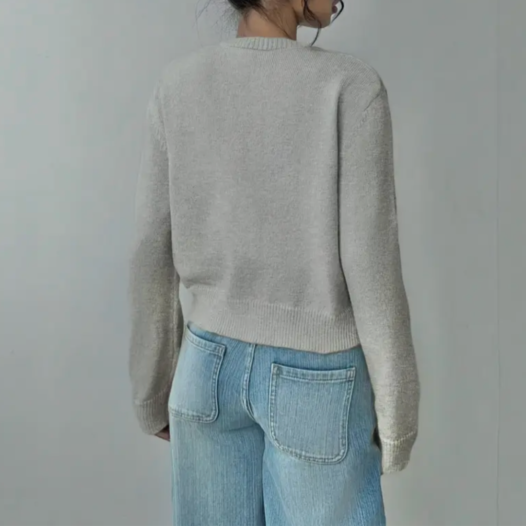 Chic Croppad Knapp Cardigan – Mysig Stickad för Vardagsstil