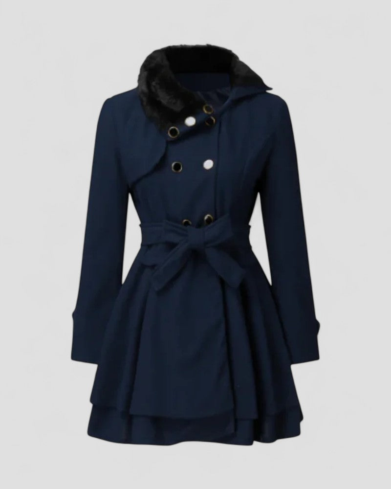 Chic Kvinnors Vinterjacka med Fuskpäls Krage