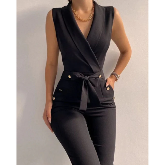 Chic ärmlös V-ringad jumpsuit för speciella tillfällen
