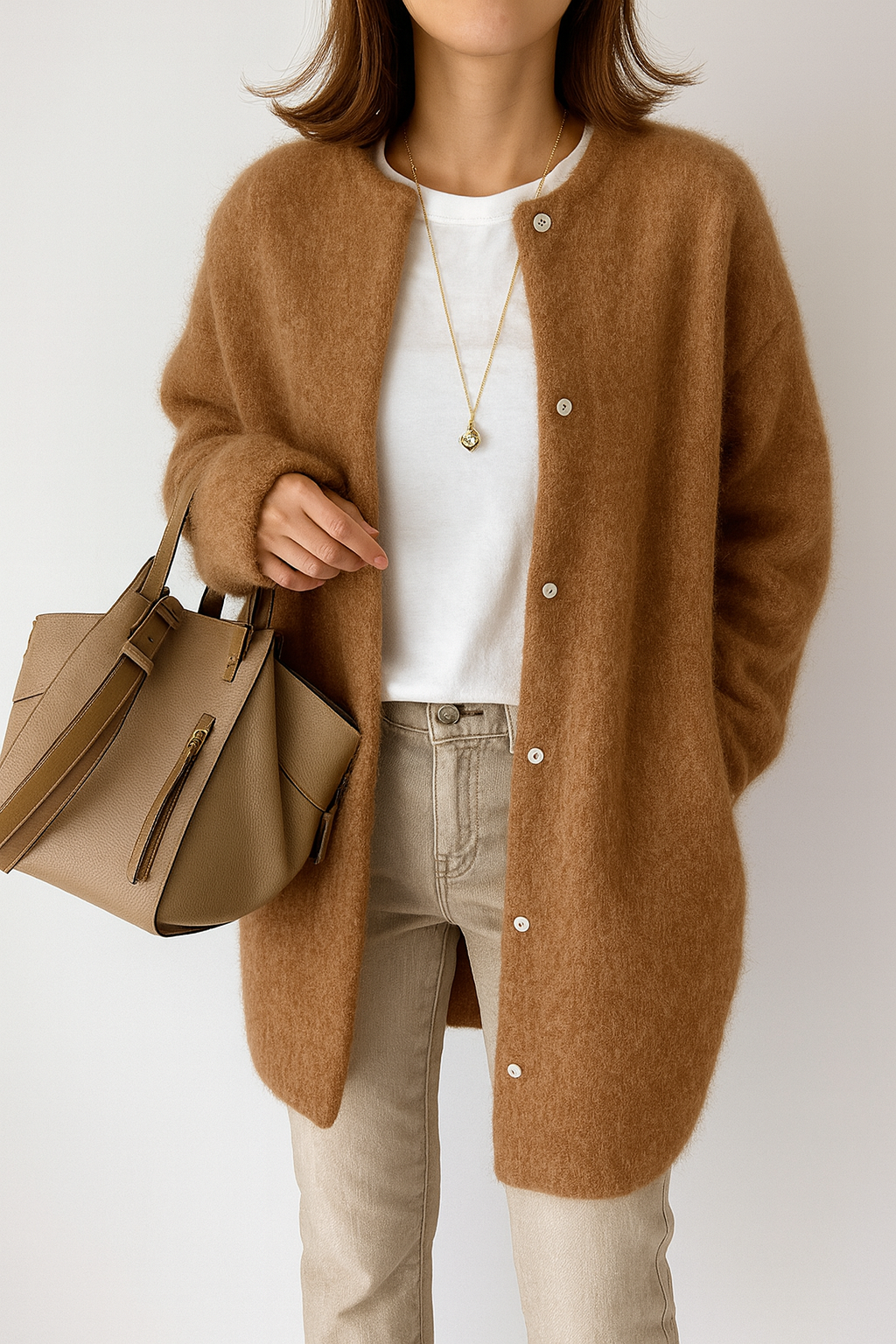 Chic Långärmad Stickad Kavaj för Alla Tillfällen