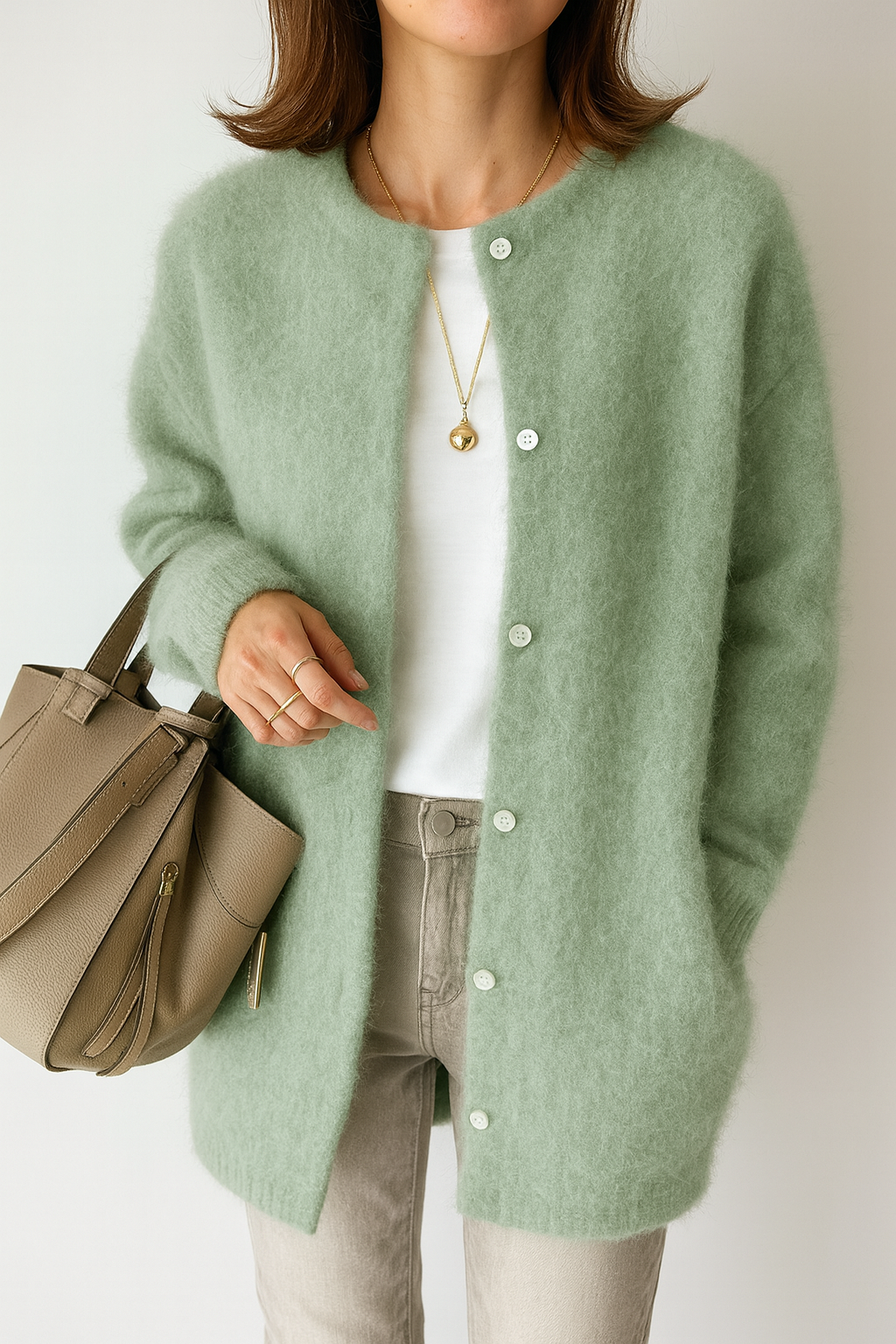 Chic Långärmad Stickad Kavaj för Alla Tillfällen