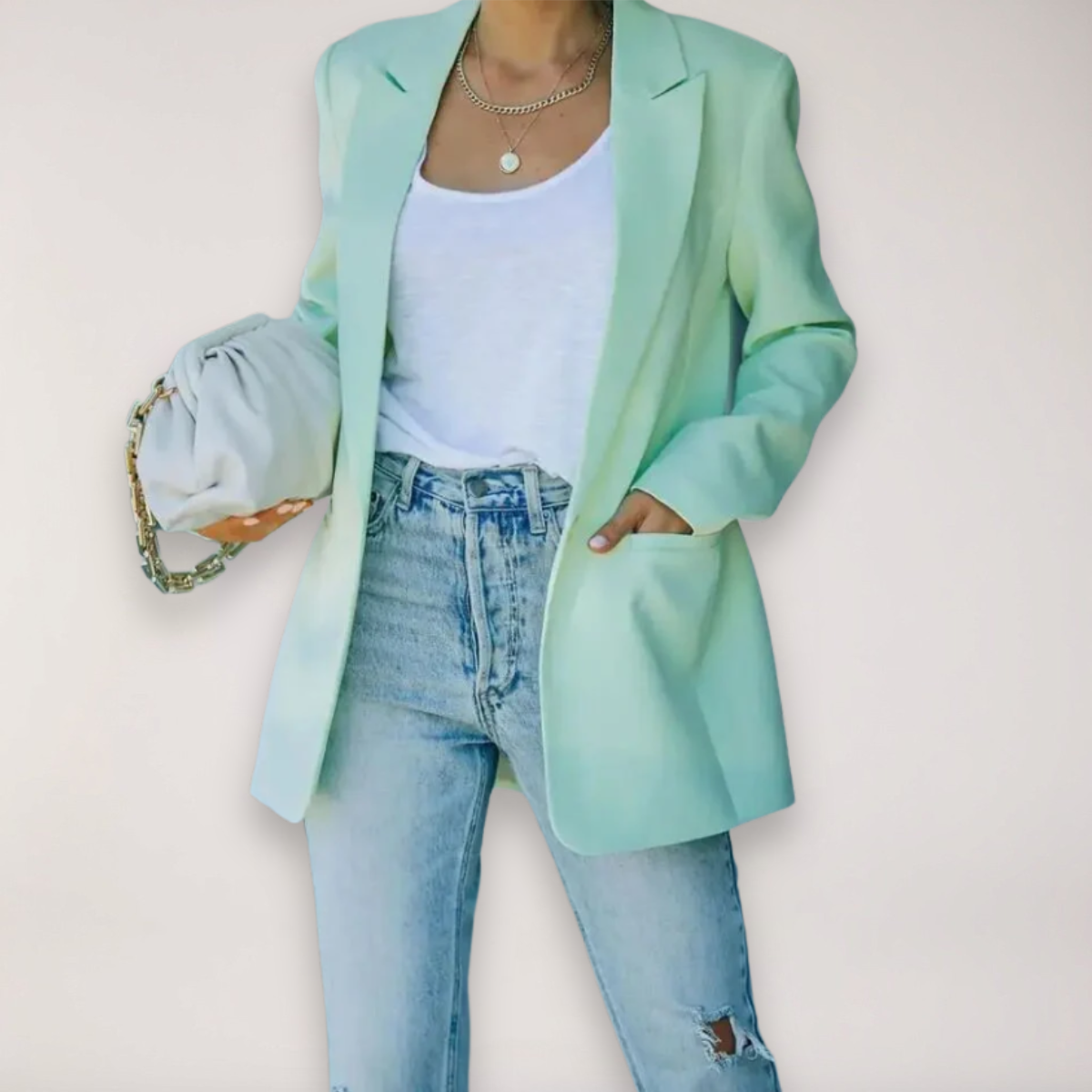 Chic Kvinnors Oversized Blazer - Stilig Jacka med Notch Lapel för Kontor och Kvällsbruk