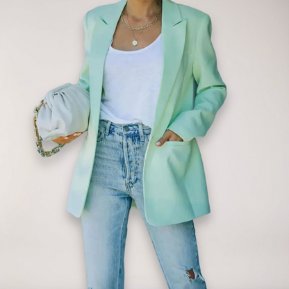 Chic Kvinnors Oversized Blazer - Stilig Jacka med Notch Lapel för Kontor och Kvällsbruk
