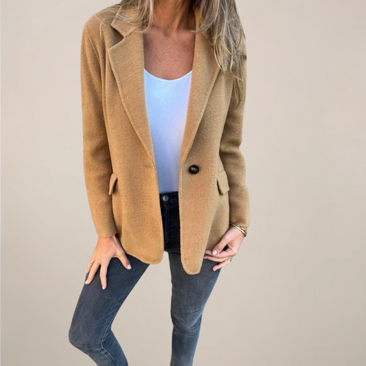 Chic Dam Blazer Jacka - Notch Lapel & Flikfickor för Arbete eller Evenemang