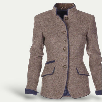 Chic damblazer med ståkrage för en avslappnad stil