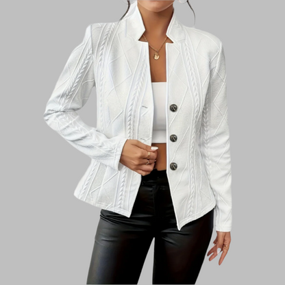 Chic Texturerad Blazer med Geometrisk Design för Alla Tillfällen