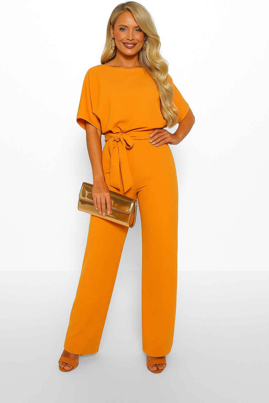Chic Kvinnors Kortärmad Knytband Jumpsuit för Alla Tillfällen