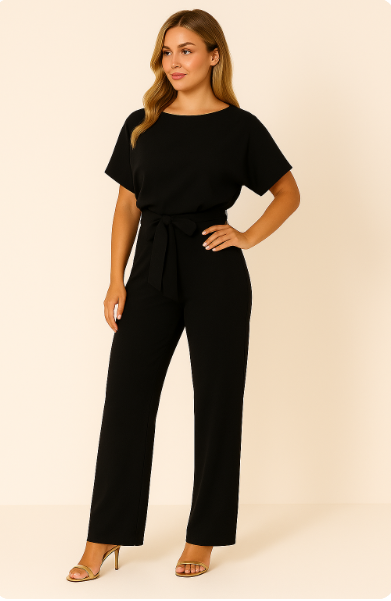 Chic Kvinnors Kortärmad Knytband Jumpsuit för Alla Tillfällen