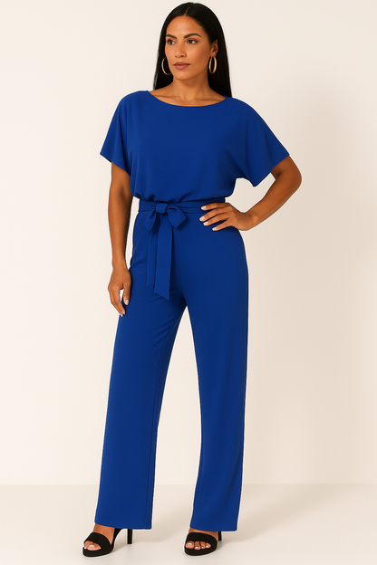 Chic Kvinnors Kortärmad Knytband Jumpsuit för Alla Tillfällen