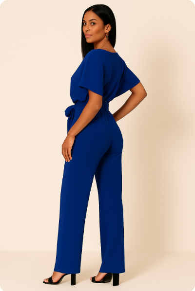 Chic Kvinnors Kortärmad Knytband Jumpsuit för Alla Tillfällen
