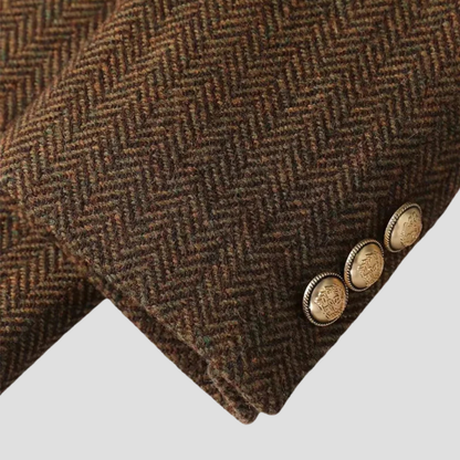 Chic Tweed Blazer Kappa för Kvinnor - Dubbelknäppt med Bälte Design