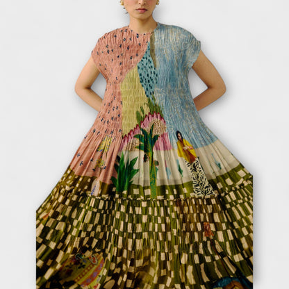 Amara Djurtryck Plisserad Klänning för Eleganta Tillfällen