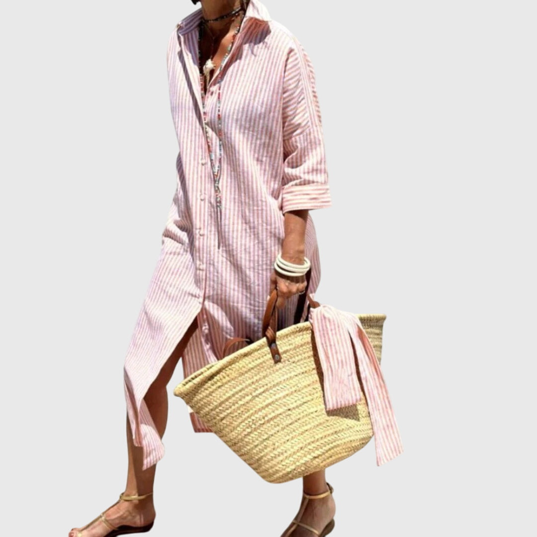 Ellen™ | Chic Randig Klänning för Alla Tillfällen