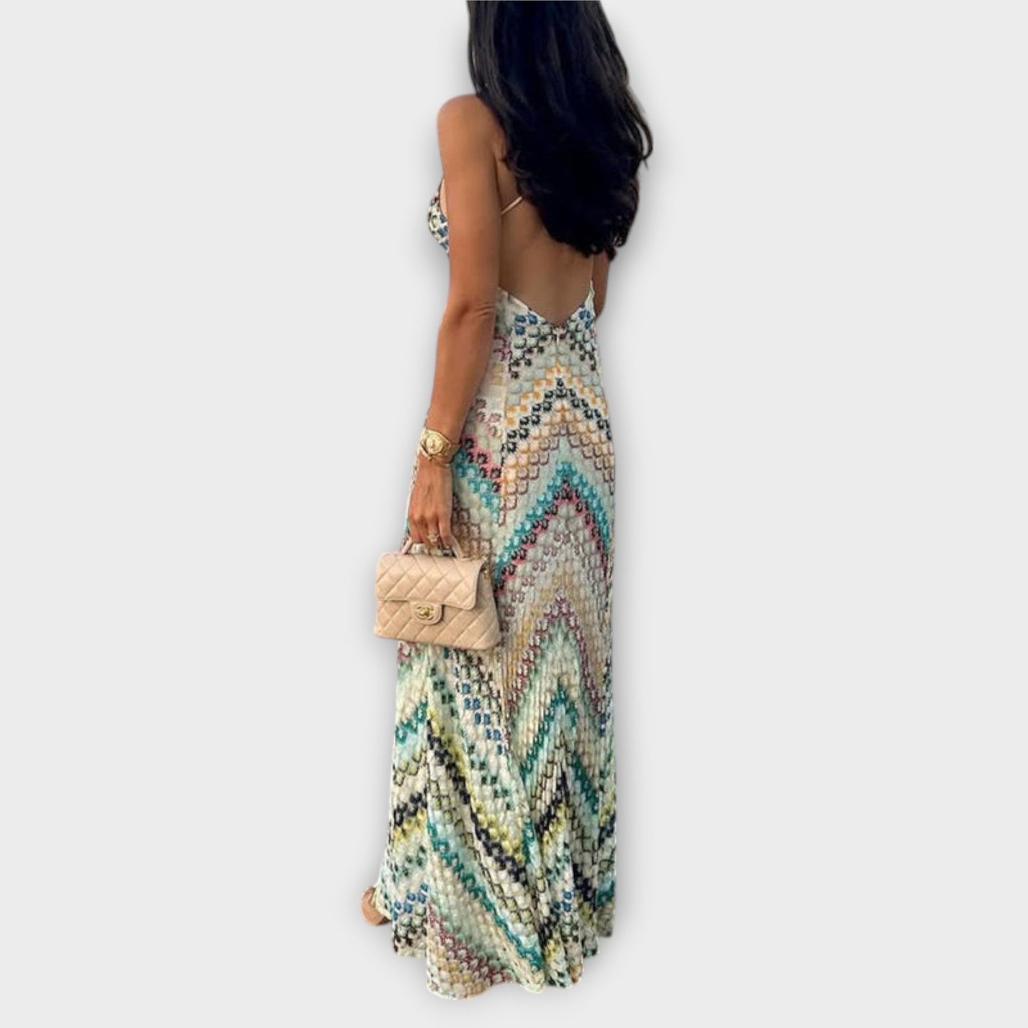 Remi - Missoni Vibrant Herringbone Maxi Klänning för Alla Tillfällen
