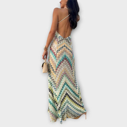Remi - Missoni Vibrant Herringbone Maxi Klänning för Alla Tillfällen