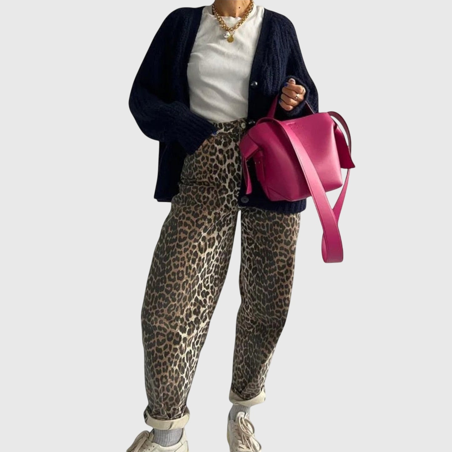 Chandra - Retro Leopardmönstrade Jeans för Alla Tillfällen