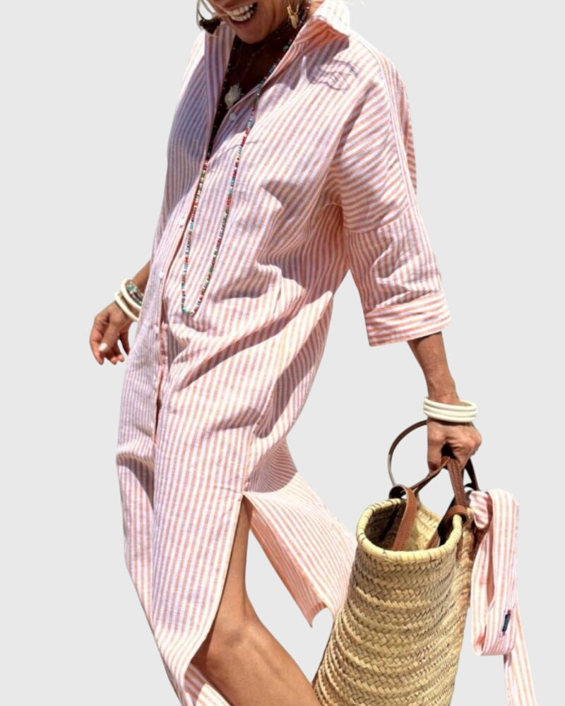 Ellen™ | Chic Randig Klänning för Alla Tillfällen