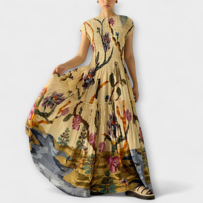 Amara Djurtryck Plisserad Klänning för Eleganta Tillfällen