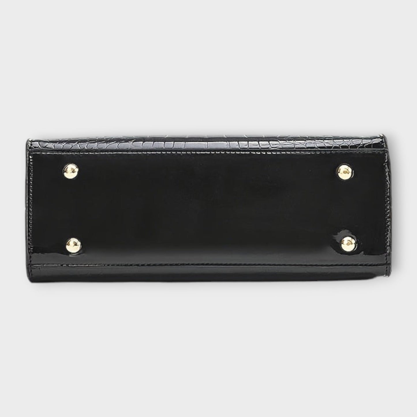 Glansig Krokodilmönstrad Handväska för Eleganta Tillfällen