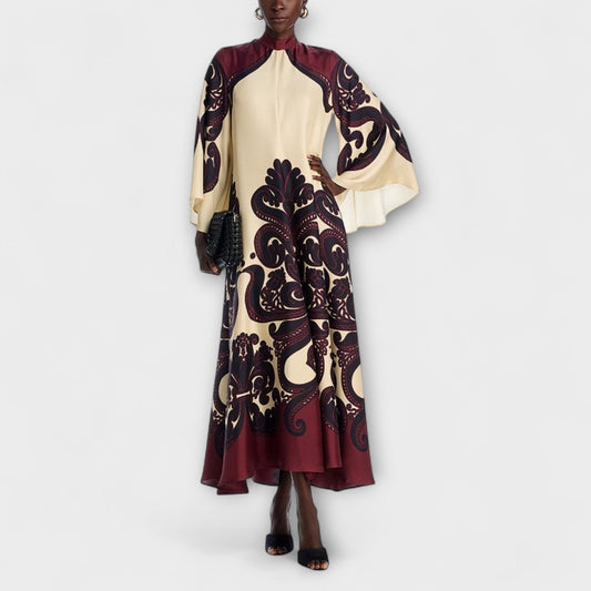 Chic Grenadilla Tryck Maxi Klänning för Alla Tillfällen