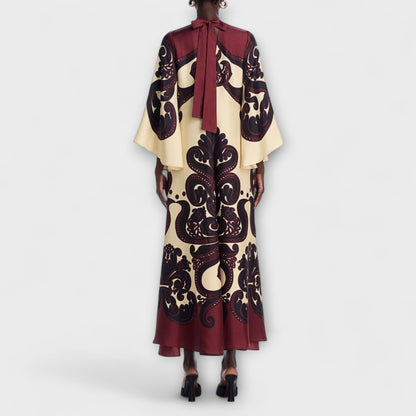 Chic Grenadilla Tryck Maxi Klänning för Alla Tillfällen