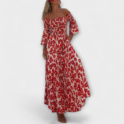 Chic Off-Shoulder Maxi Klänning för Resa