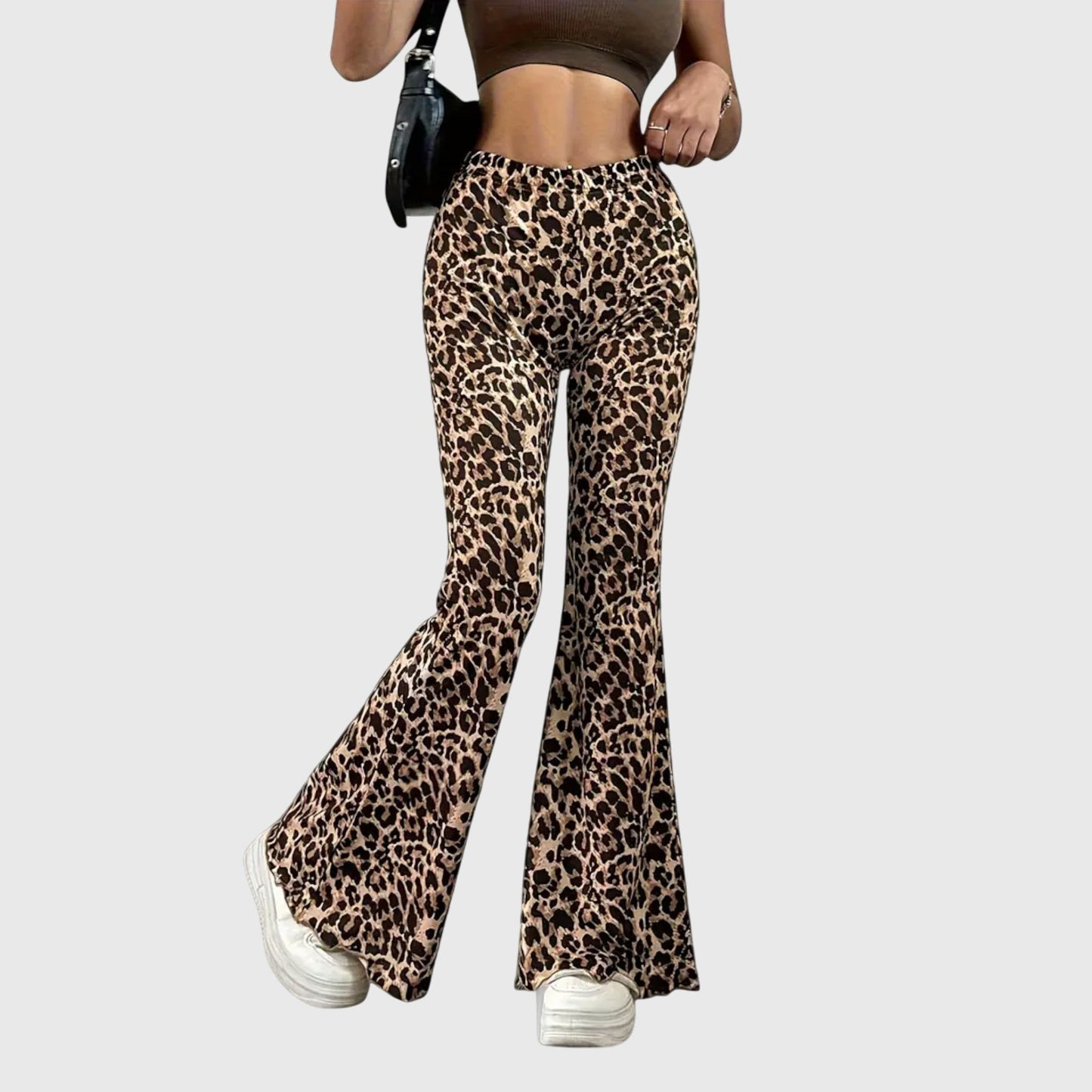 Chic Leopard Bootcut Byxor för Vardagsbruk