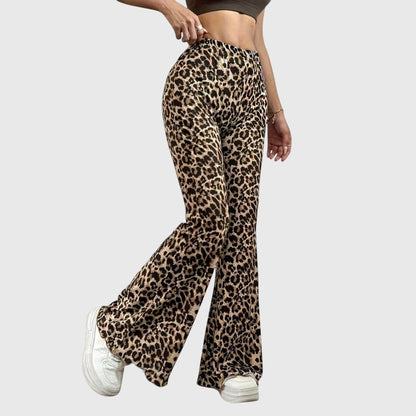 Chic Leopard Bootcut Byxor för Vardagsbruk