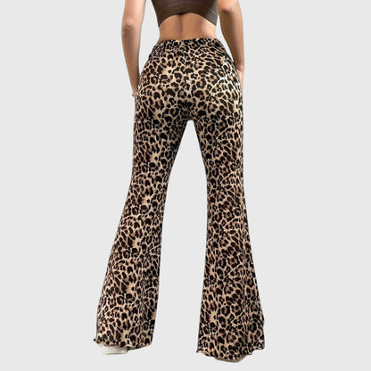 Chic Leopard Bootcut Byxor för Vardagsbruk