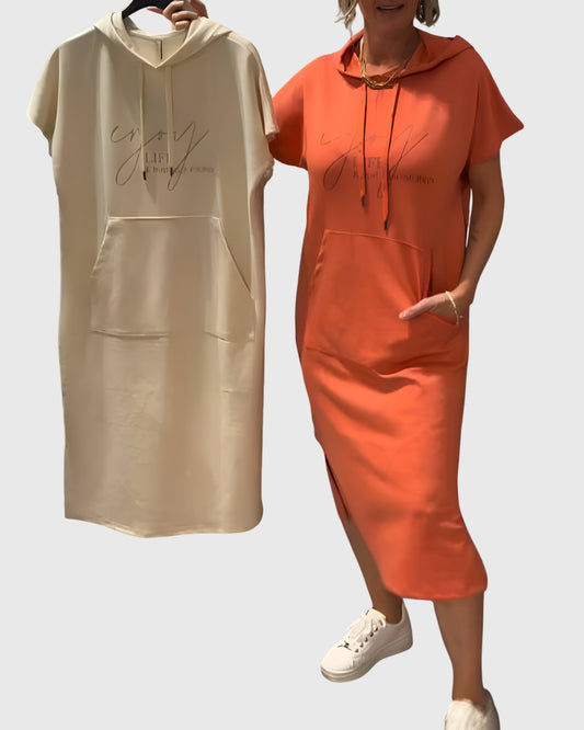 Chic Bomulls-Hoodie Klänning för Vardagsbruk