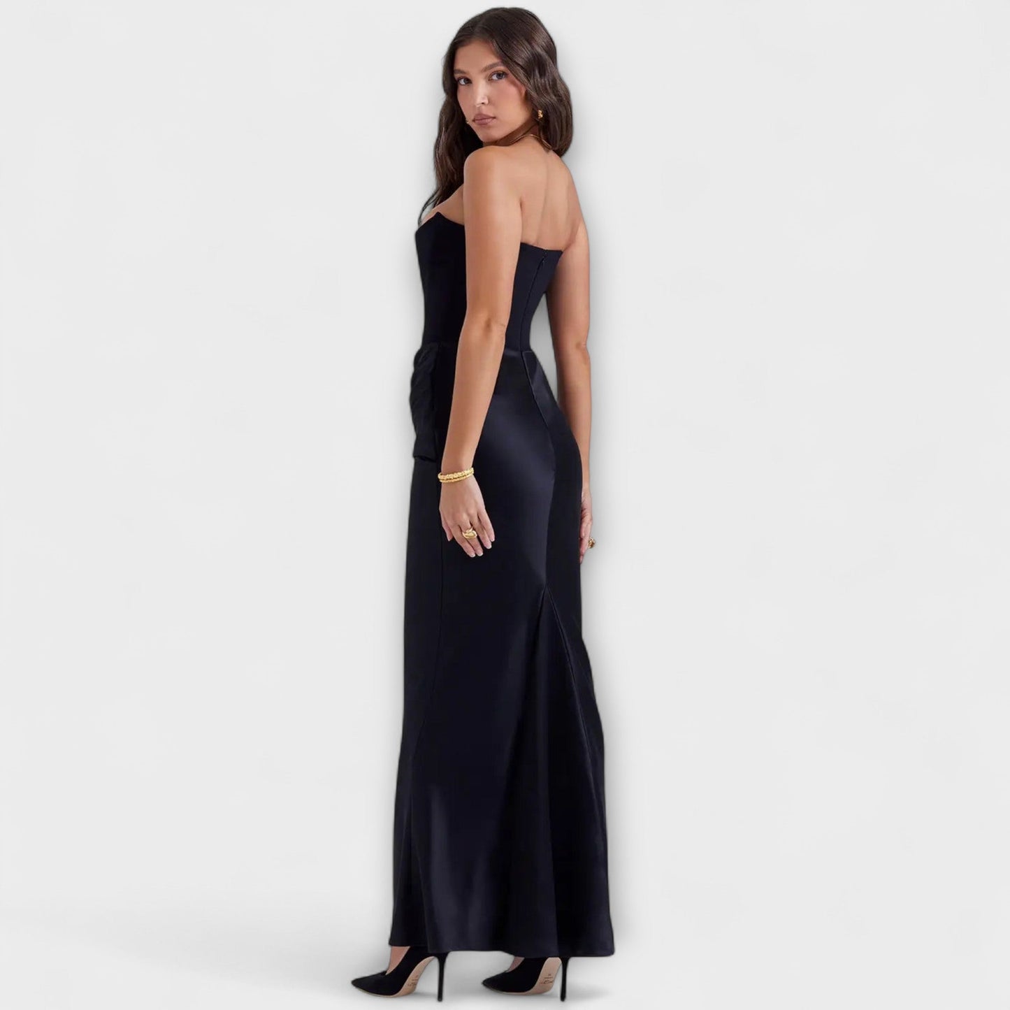 Chic Satin Maxi Klänning för Kvällsbruk