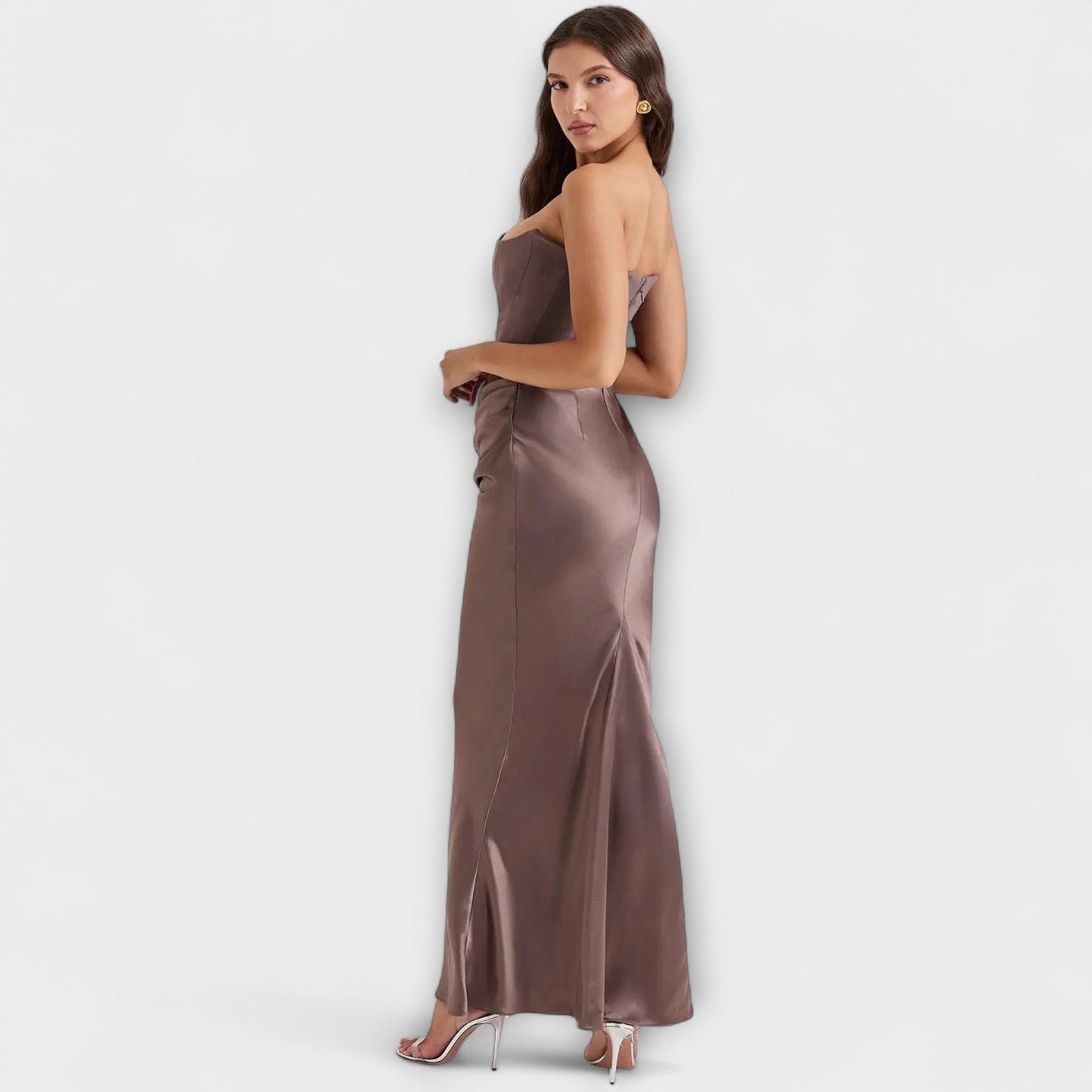 Chic Satin Maxi Klänning för Kvällsbruk