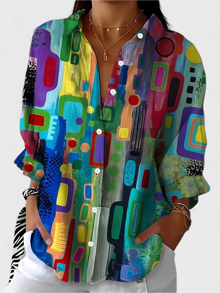 Rose™ | Chic Geometriskt Mönster Topp för Alla Tillfällen